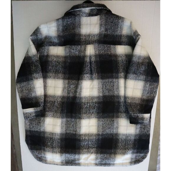 Old Navy Women's Sz 3X Black Plaid Printed Flannel Long Utility Shacket - Picture 12 of 15